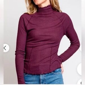 NWOT Maroon Intimately by Free People Waffleknit Thermal Top